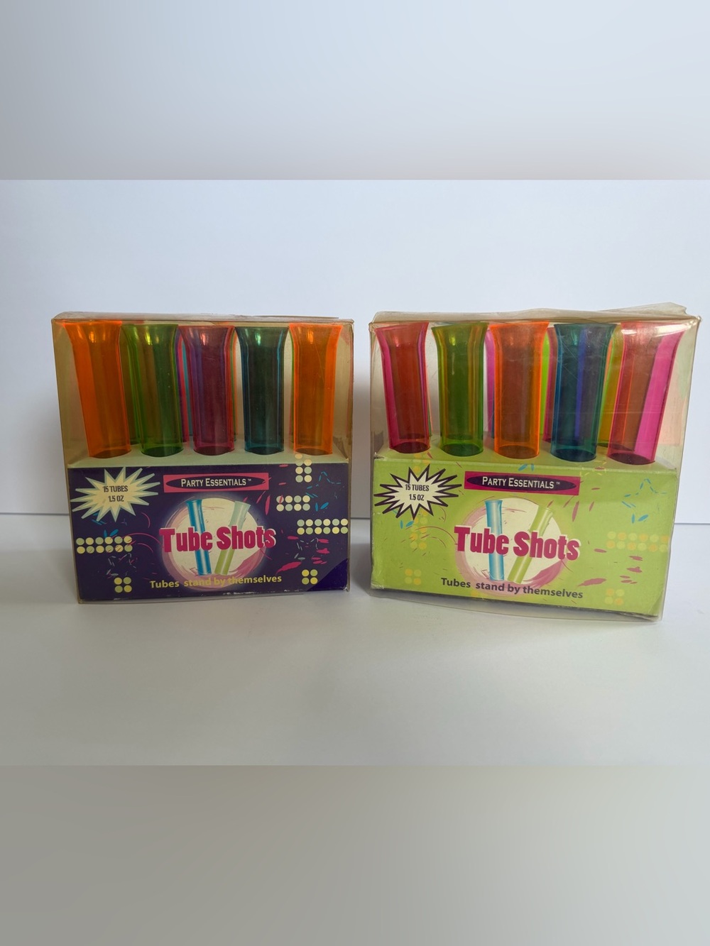 New Party Essentials Neon Tube Shots 30 Total Hard Plastic Test Tubes Lot of 2